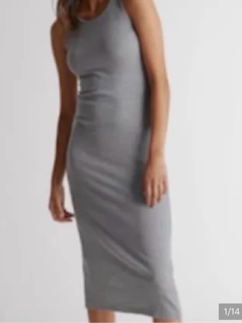 Quince Sleeveless Lined
Bodycon Pull On Gray Tank
Midi Dress Size S